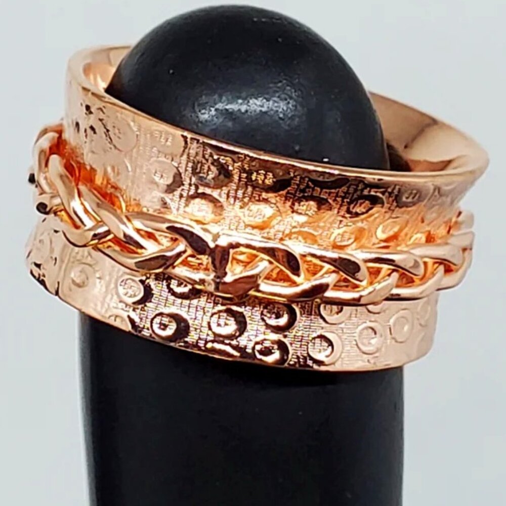 Unisex Rose Gold Artisan Spinner Fidget Ring